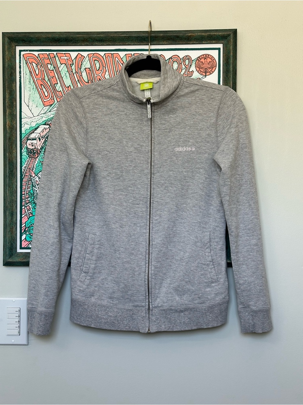 Adidas Light Gray Full Zip Front Closure Track Jacket Sweatshirt Women’s Size S
